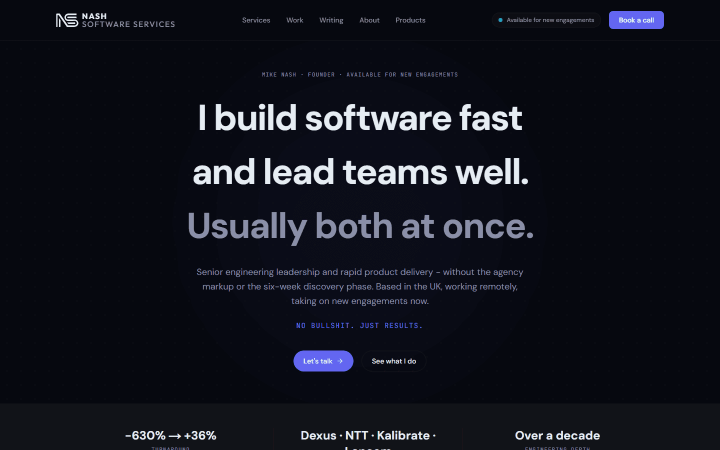 Nash Software: Portafolio de desarrollador y CV