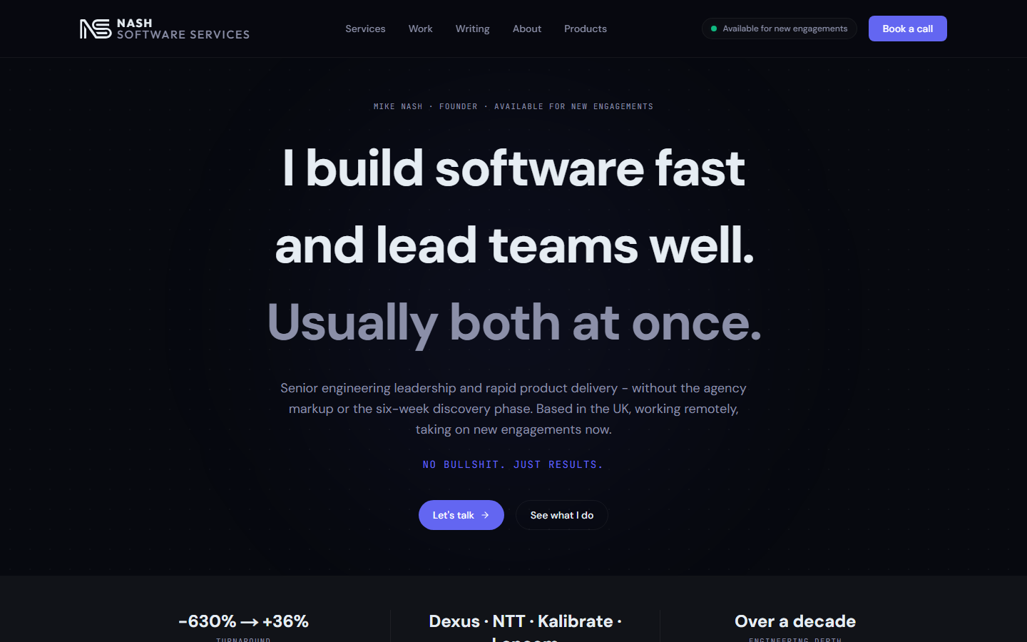 Nash Software website screenshot